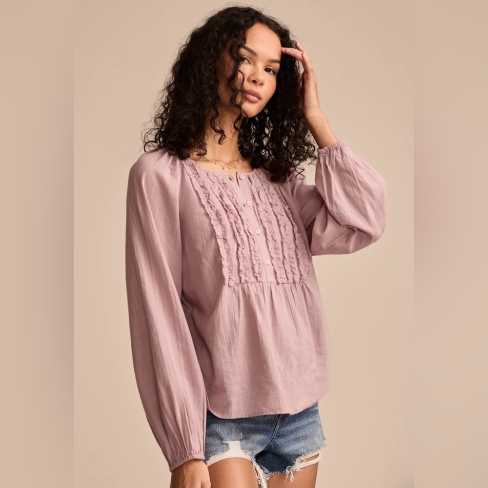 ***SOLD*** NWT Lucky Brand Ruffle Tuxedo Blouse - Picture 3 of 5